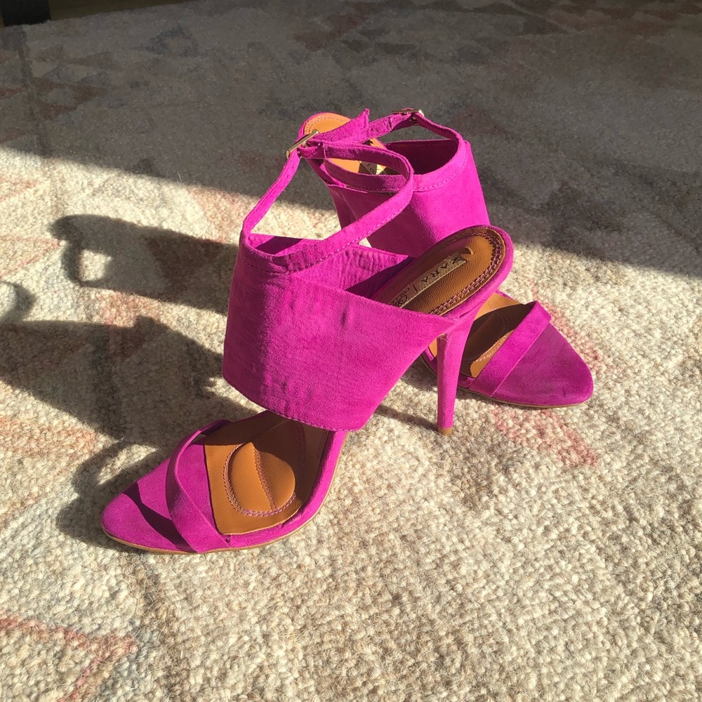 Zara radiant orchid anklet strap heels